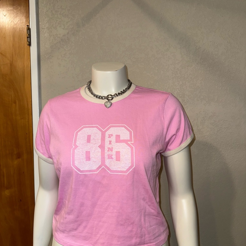 PINK Victoria's Secret Fitted Pink Short Sleeve Tee